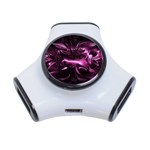 Black Magenta Abstract Art 3-Port USB Hub Front