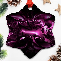 Black Magenta Abstract Art Snowflake Ornament (two Sides) by SpinnyChairDesigns