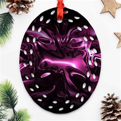 Black Magenta Abstract Art Oval Filigree Ornament (two Sides) by SpinnyChairDesigns