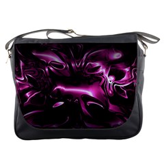 Black Magenta Abstract Art Messenger Bag by SpinnyChairDesigns