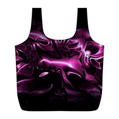 Black Magenta Abstract Art Full Print Recycle Bag (l) by SpinnyChairDesigns