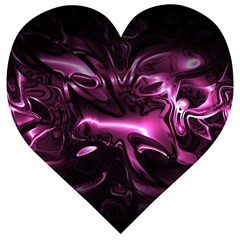 Black Magenta Abstract Art Wooden Puzzle Heart by SpinnyChairDesigns