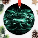 Biscay Green Black Abstract Art Ornament (Round) Front