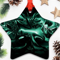 Biscay Green Black Abstract Art Ornament (star) by SpinnyChairDesigns