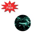 Biscay Green Black Abstract Art 1  Mini Magnet (10 pack)  Front