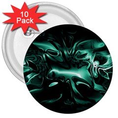 Biscay Green Black Abstract Art 3  Buttons (10 Pack)  by SpinnyChairDesigns