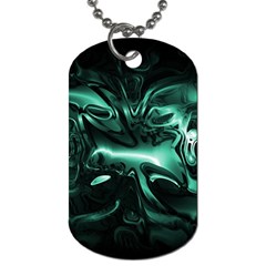 Biscay Green Black Abstract Art Dog Tag (two Sides) by SpinnyChairDesigns