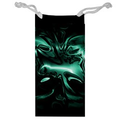 Biscay Green Black Abstract Art Jewelry Bag by SpinnyChairDesigns