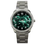 Biscay Green Black Abstract Art Sport Metal Watch Front