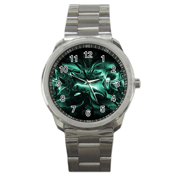 Biscay Green Black Abstract Art Sport Metal Watch