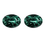 Biscay Green Black Abstract Art Cufflinks (Oval) Front(Pair)