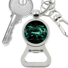 Biscay Green Black Abstract Art Bottle Opener Key Chain by SpinnyChairDesigns