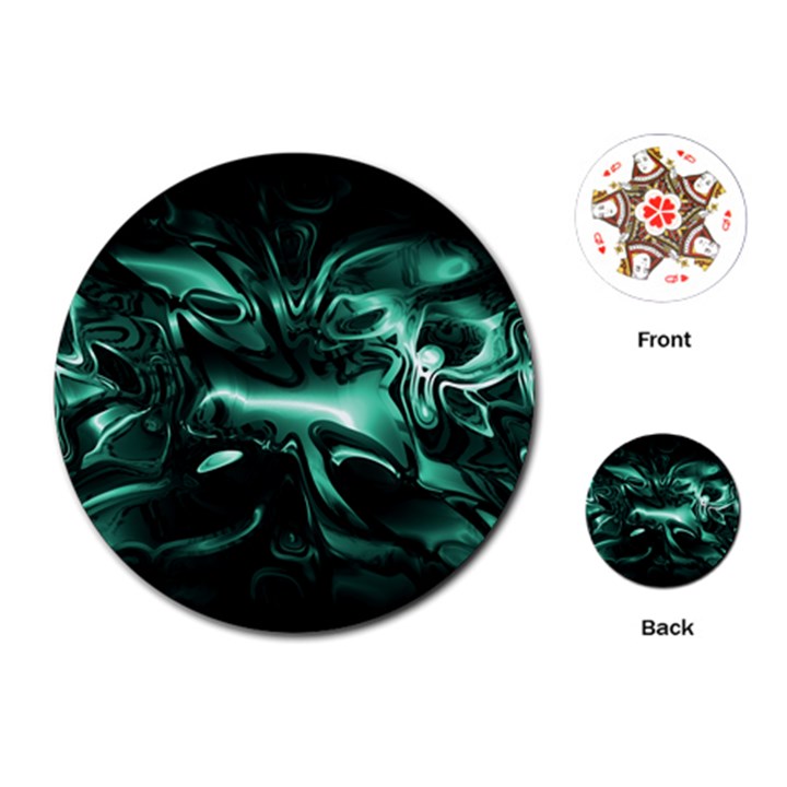 Biscay Green Black Abstract Art Playing Cards Single Design (Round)