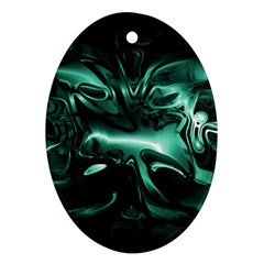 Biscay Green Black Abstract Art Oval Ornament (two Sides) by SpinnyChairDesigns