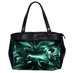 Biscay Green Black Abstract Art Oversize Office Handbag (2 Sides) by SpinnyChairDesigns