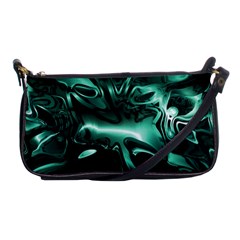 Biscay Green Black Abstract Art Shoulder Clutch Bag by SpinnyChairDesigns