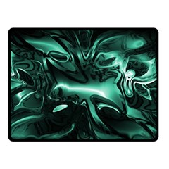 Biscay Green Black Abstract Art Fleece Blanket (small) by SpinnyChairDesigns