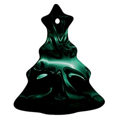 Biscay Green Black Abstract Art Ornament (christmas Tree)  by SpinnyChairDesigns