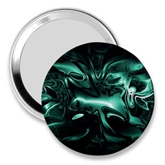 Biscay Green Black Abstract Art 3  Handbag Mirrors by SpinnyChairDesigns