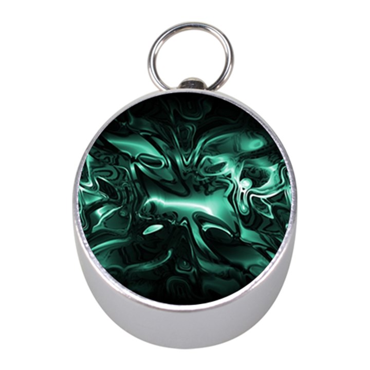 Biscay Green Black Abstract Art Mini Silver Compasses