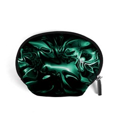 Biscay Green Black Abstract Art Accessory Pouch (small) by SpinnyChairDesigns