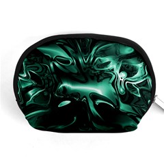 Biscay Green Black Abstract Art Accessory Pouch (medium) by SpinnyChairDesigns