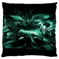 Biscay Green Black Abstract Art Large Flano Cushion Case (one Side)