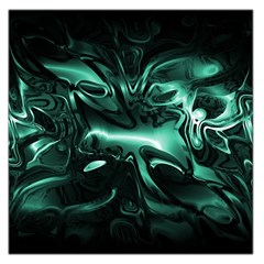 Biscay Green Black Abstract Art Large Satin Scarf (square) by SpinnyChairDesigns