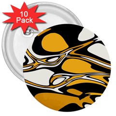 Black Yellow White Abstract Art 3  Buttons (10 Pack)  by SpinnyChairDesigns