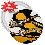 Black Yellow White Abstract Art 3  Buttons (10 pack)  Front