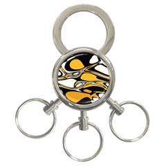 Black Yellow White Abstract Art 3-ring Key Chain by SpinnyChairDesigns