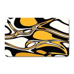 Black Yellow White Abstract Art Magnet (rectangular) by SpinnyChairDesigns