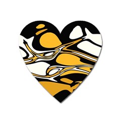 Black Yellow White Abstract Art Heart Magnet by SpinnyChairDesigns