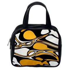 Black Yellow White Abstract Art Classic Handbag (one Side) by SpinnyChairDesigns