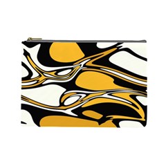 Black Yellow White Abstract Art Cosmetic Bag (large) by SpinnyChairDesigns