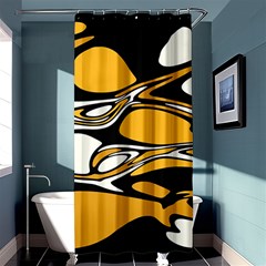 Black Yellow White Abstract Art Shower Curtain 36  X 72  (stall)  by SpinnyChairDesigns