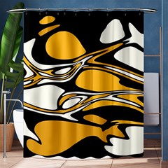 Black Yellow White Abstract Art Shower Curtain 60  X 72  (medium)  by SpinnyChairDesigns