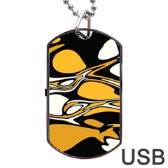 Black Yellow White Abstract Art Dog Tag Usb Flash (two Sides) by SpinnyChairDesigns