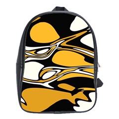 Black Yellow White Abstract Art School Bag (xl) by SpinnyChairDesigns