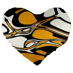 Black Yellow White Abstract Art Large 19  Premium Heart Shape Cushions by SpinnyChairDesigns