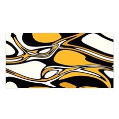 Black Yellow White Abstract Art Satin Shawl by SpinnyChairDesigns