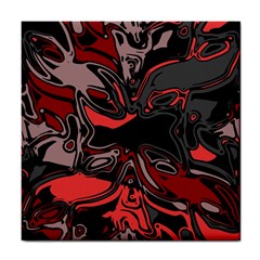 Red Black Grey Abstract Art Tile Coaster by SpinnyChairDesigns