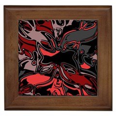 Red Black Grey Abstract Art Framed Tile by SpinnyChairDesigns