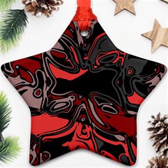 Red Black Grey Abstract Art Ornament (star) by SpinnyChairDesigns