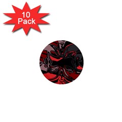 Red Black Grey Abstract Art 1  Mini Buttons (10 Pack)  by SpinnyChairDesigns