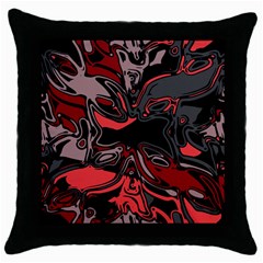 Red Black Grey Abstract Art Throw Pillow Case (black) by SpinnyChairDesigns