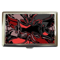 Red Black Grey Abstract Art Cigarette Money Case by SpinnyChairDesigns