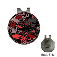 Red Black Grey Abstract Art Hat Clips With Golf Markers by SpinnyChairDesigns