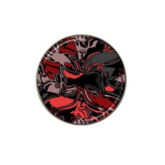 Red Black Grey Abstract Art Hat Clip Ball Marker (4 Pack) by SpinnyChairDesigns