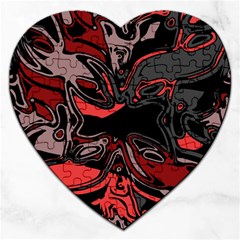 Red Black Grey Abstract Art Jigsaw Puzzle (heart) by SpinnyChairDesigns